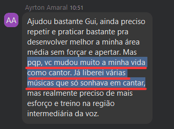 Print do Ayrton Amaral: liberou várias músicas que só sonhava em cantar e mudou sua vida como cantor