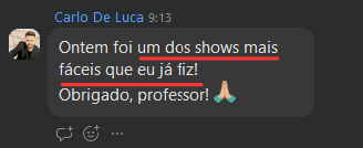 Print do Carlo De Luca: o show do dia anterior foi um dos mais fáceis que já fez