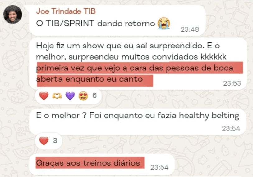 Print do Joe Trindade: fez um show e surpreendeu os convidados de boca aberta enquanto cantava, graças aos treinos diários